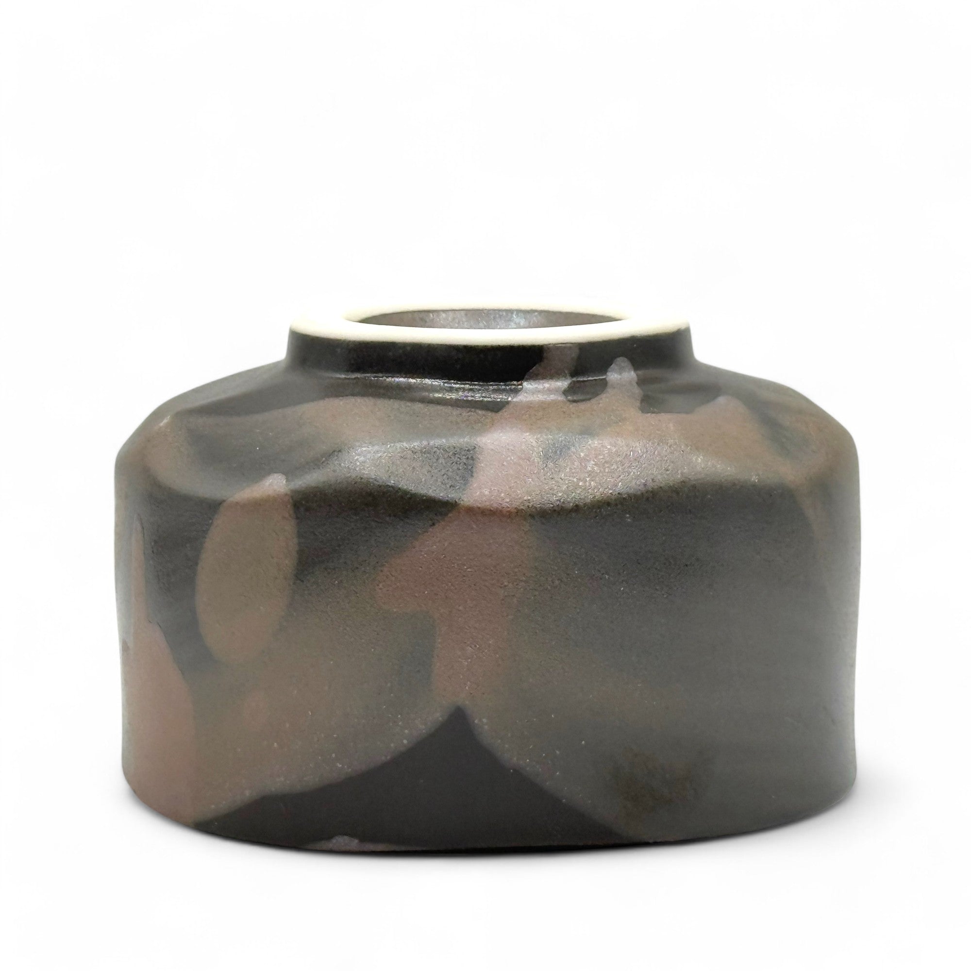Inoue Tea Tataki Brown Mino-yaki Chawan - Japanese Matcha Bowl displayed in an image, showcasing its unique brown glaze and shape.