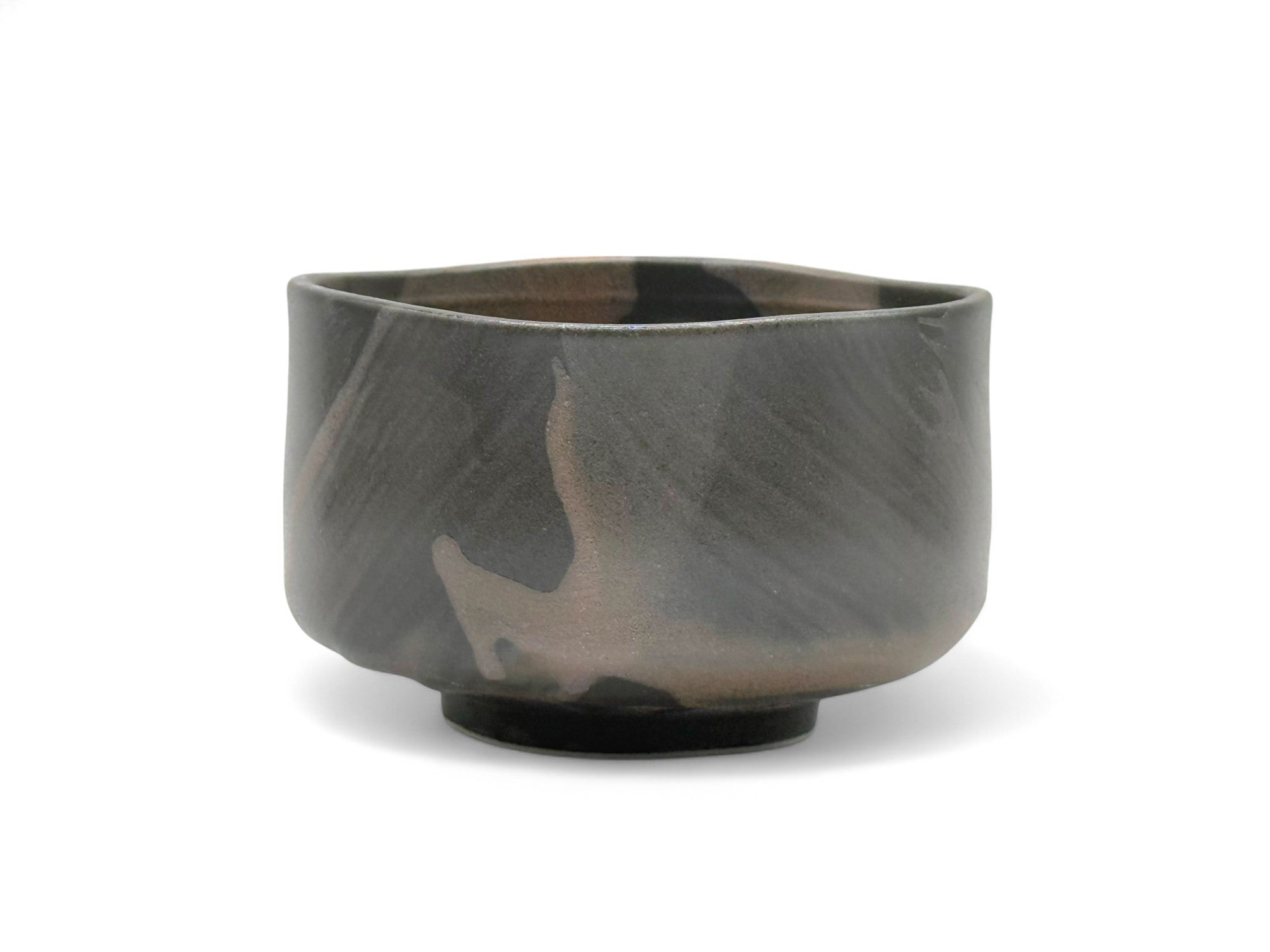 Inoue Tea Brushstroke Brown Mino-yaki Chawan - Japanese Matcha Bowl - Thumbnail 4
