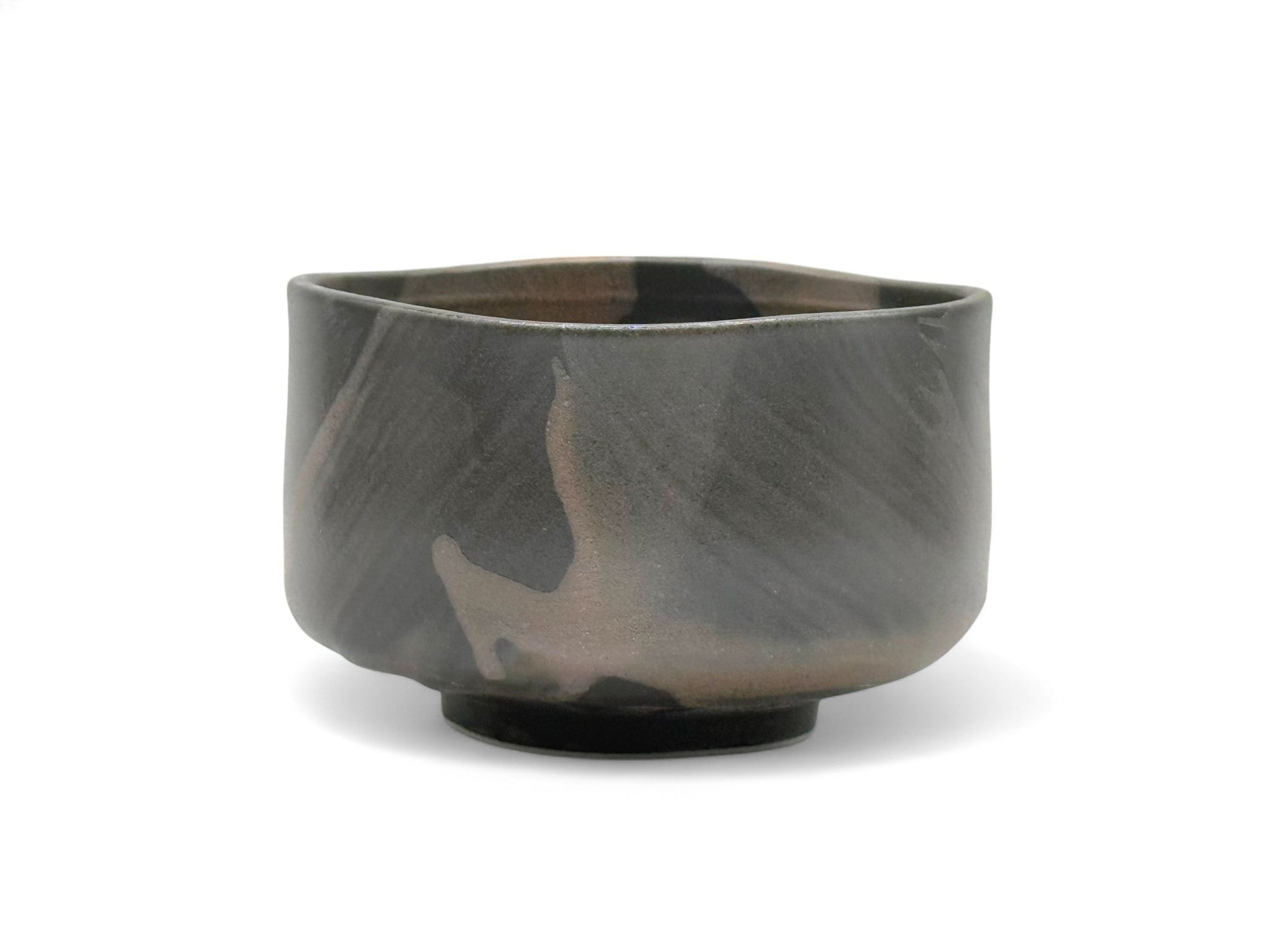 Inoue Tea Tataki Brown Mino-yaki Chawan - Japanese Matcha Bowl