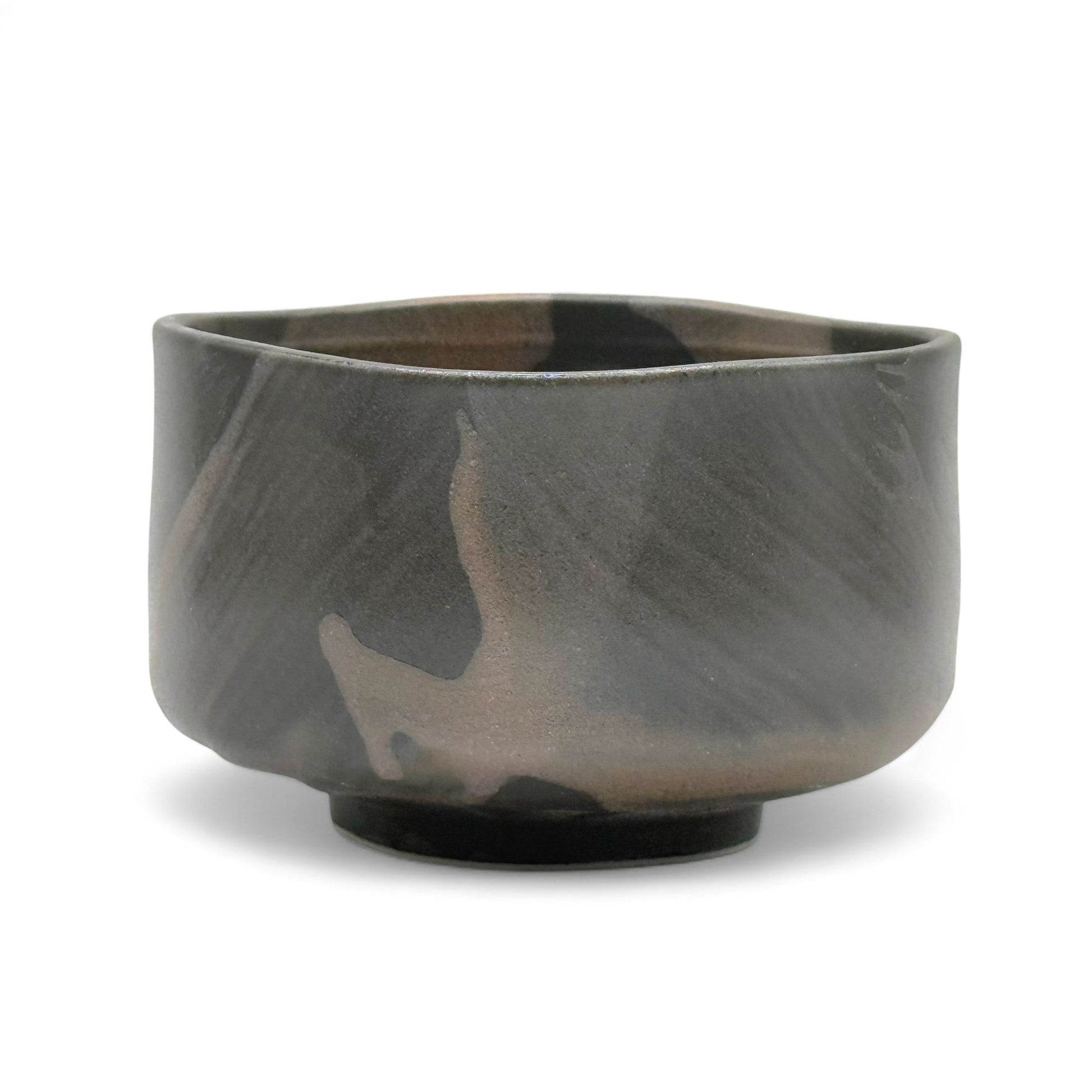 Inoue Tea Tataki Brown Mino-yaki Chawan - Japanese Matcha Bowl