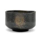 Inoue Tea Kuro Sunafuki Black Mino-yaki Chawan - Japanese Matcha Bowl, 4.7"W x 2.9"H, 16.9 oz, handmade pottery from Gifu, Japan.