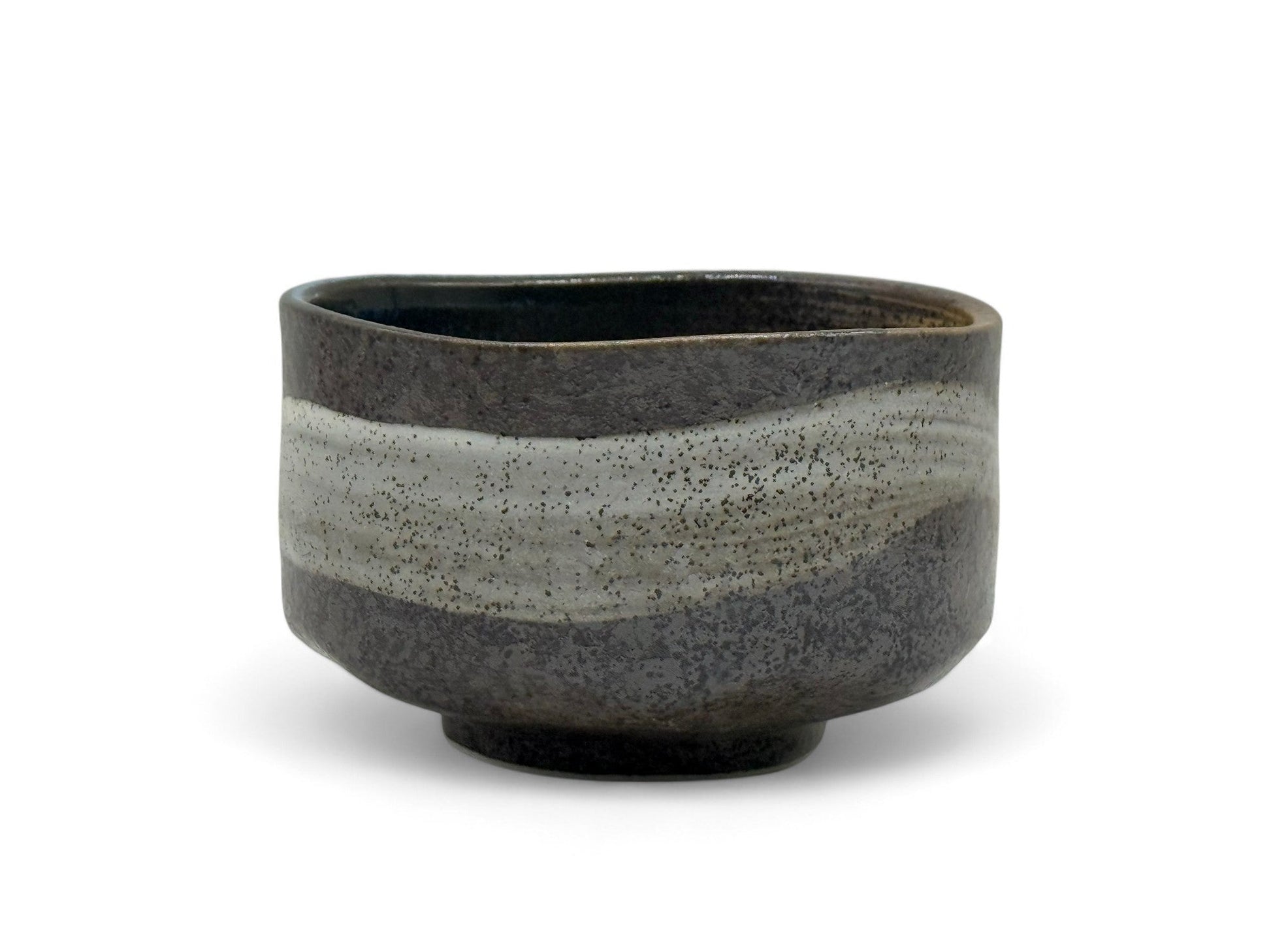 Inoue Tea Brushstroke Brown Mino-yaki Chawan - Japanese Matcha Bowl