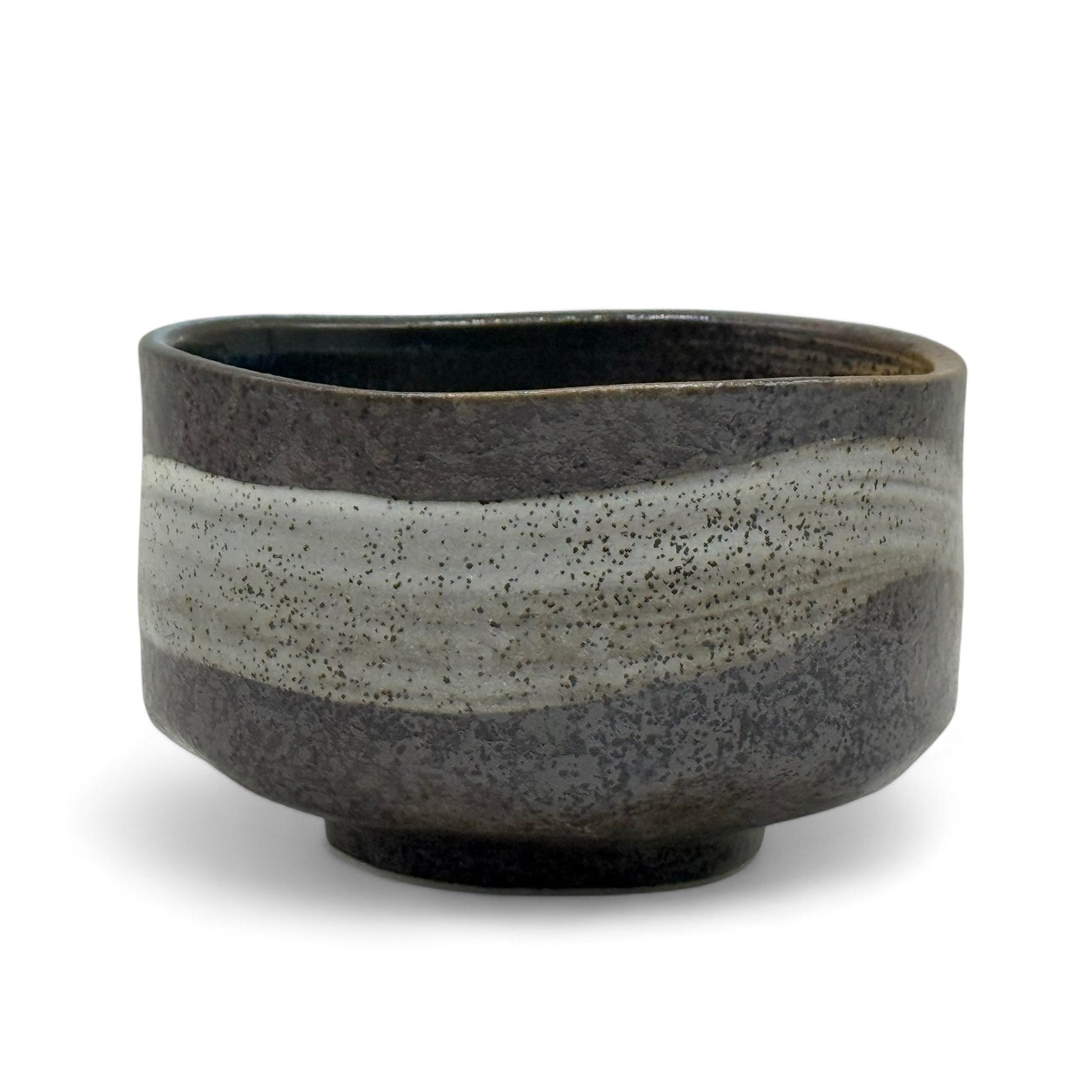 Inoue Tea Brushstroke Brown Mino-yaki Chawan - Japanese Matcha Bowl