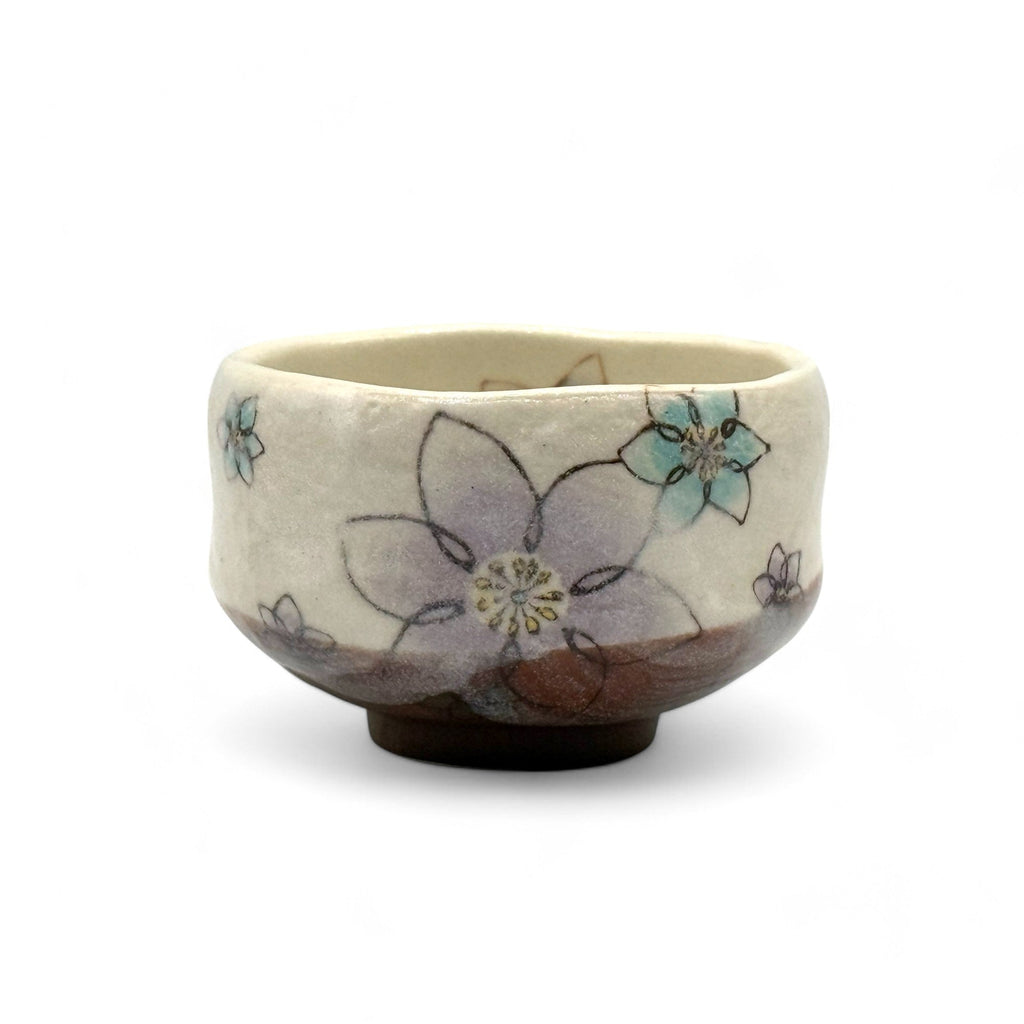 Inoue Keiko Hana Beige Mino-yaki Chawan - Japanese Mini Matcha Bowl Tea