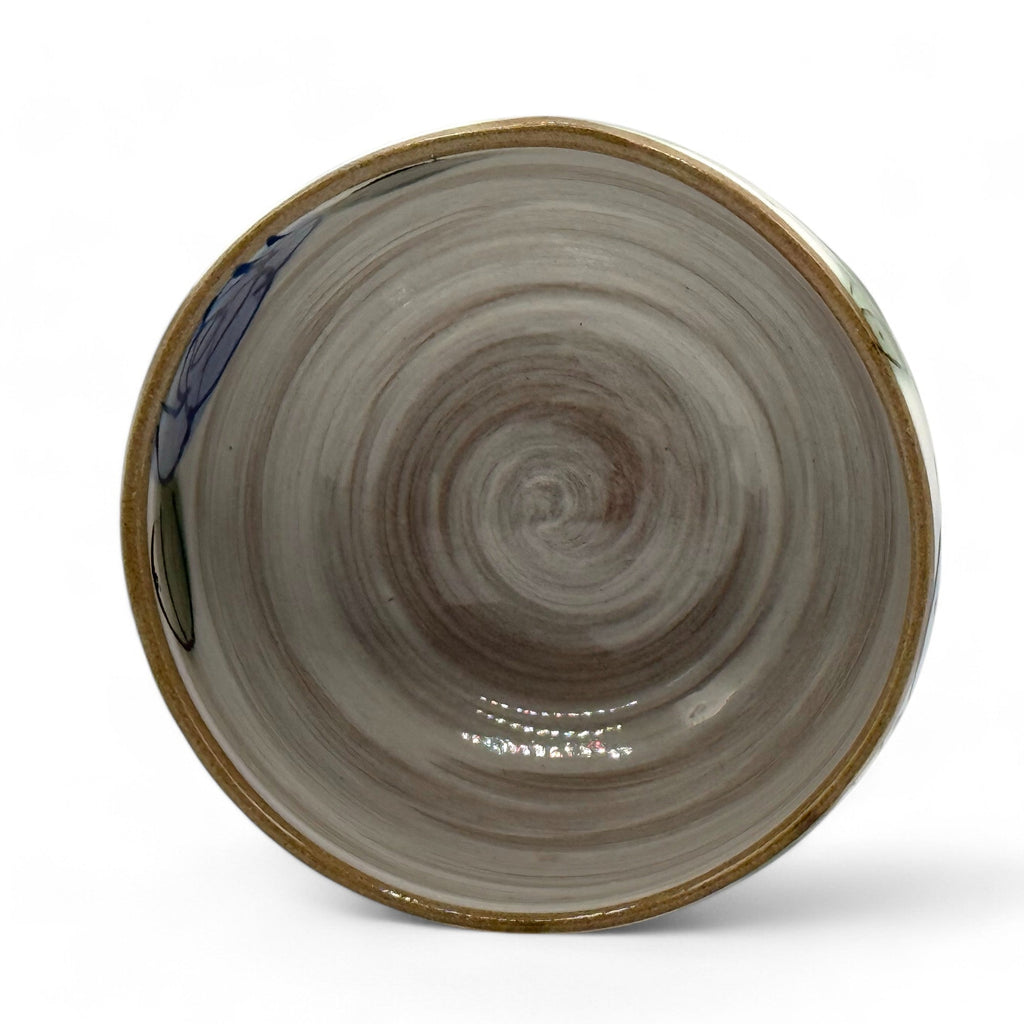 Inoue Blue Rose Garden Mino-yaki Chawan - Japanese Matcha Bowl