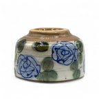 Inoue Blue Rose Garden Mino-yaki Chawan - Japanese Matcha Bowl
