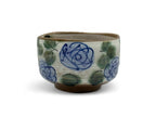 Inoue Blue Rose Garden Mino-yaki Chawan - Japanese Matcha Bowl