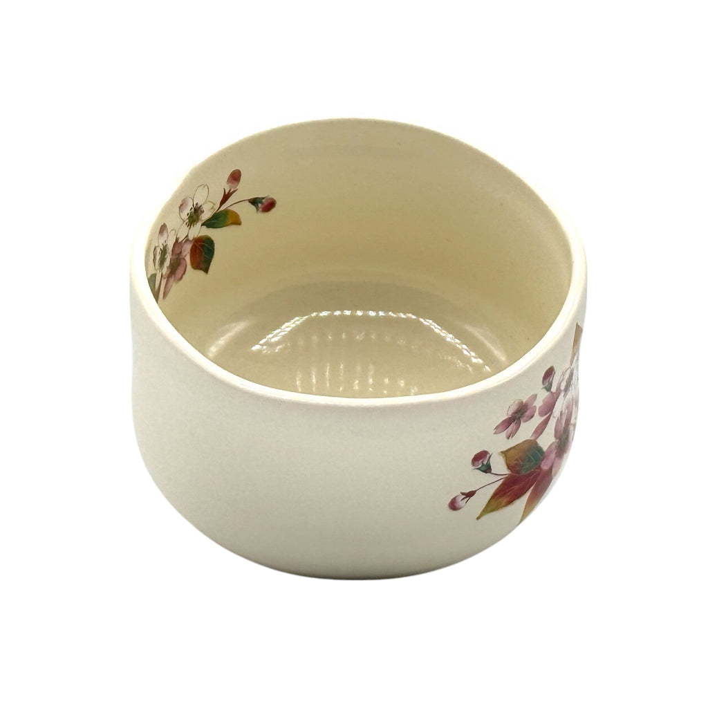 Inoue Cherry Hana White Mini Mino-yaki Chawan - Japanese Mini Matcha Bowl