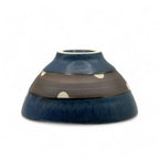 Inoue Shinko Blue Polka Dot Mino-yaki Ido Chawan - Japanese Mini Matcha Bowl