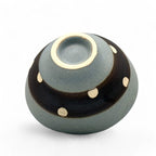 Inoue Shinko Gray Polka Dot Mino-yaki Ido Chawan - Japanese Mini Matcha Bowl Tea