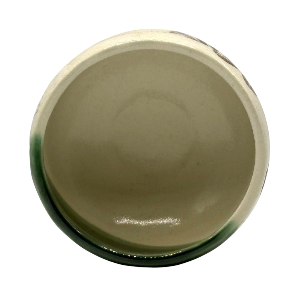 Inoue Ogi Green Leaves Mino-yaki Chawan - Japanese Mini Matcha Bowl