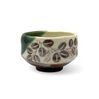 Inoue Ogi Green Leaves Mino-yaki Chawan - Japanese Mini Matcha Bowl