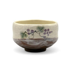 Inoue Grape Vine Beige Mino-yaki Chawan - Japanese Mini Matcha Bowl