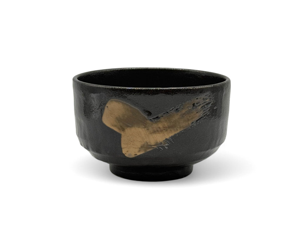 Inoue Kurogane Hake Black Mino-yaki Chawan by Genji - Japanese Matcha Bowl