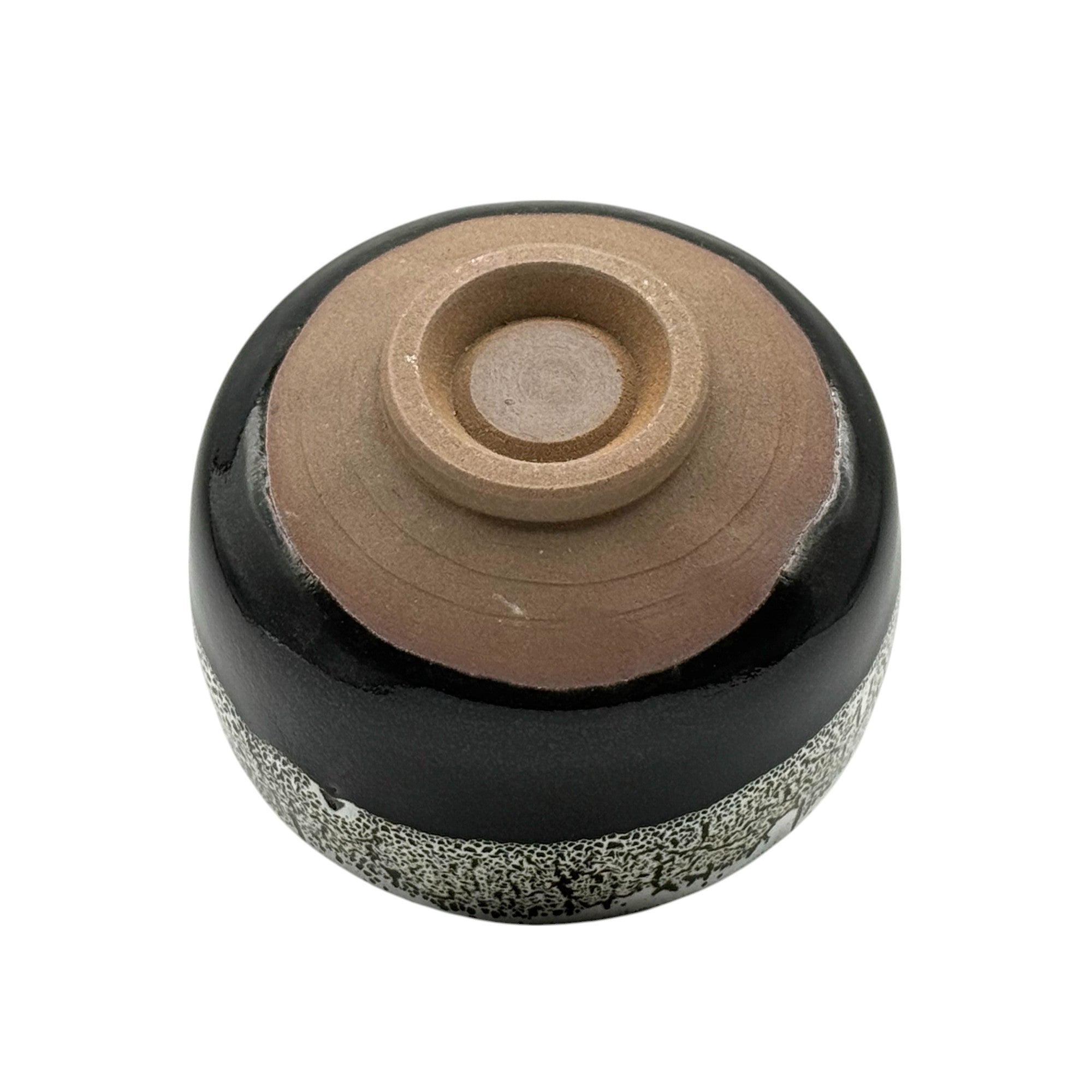 Inoue Tenmoku Shirasagashi Black Mino-yaki Chawan - Japanese Matcha Bowl