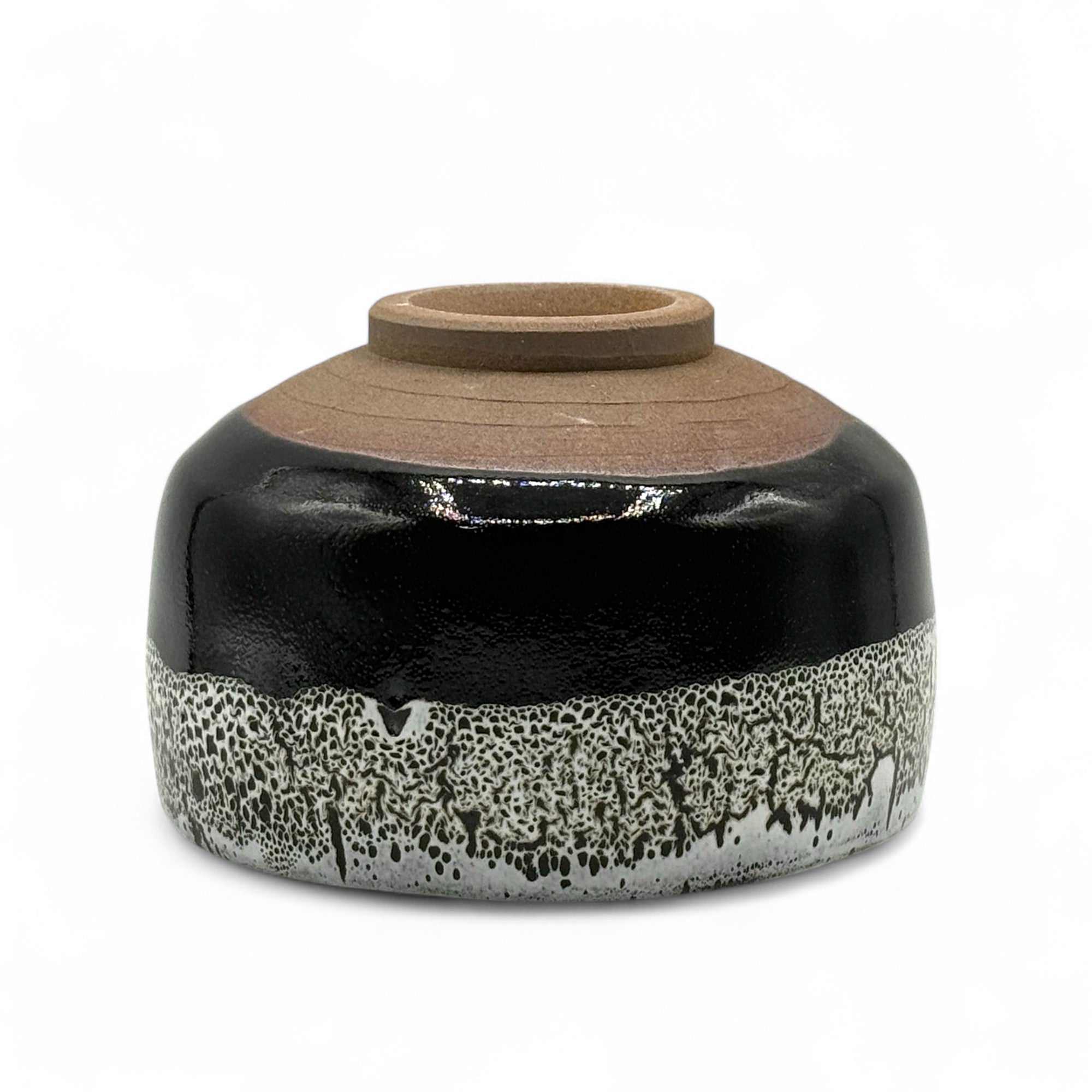 Inoue Tenmoku Shirasagashi Black Mino-yaki Chawan - Japanese Matcha Bowl