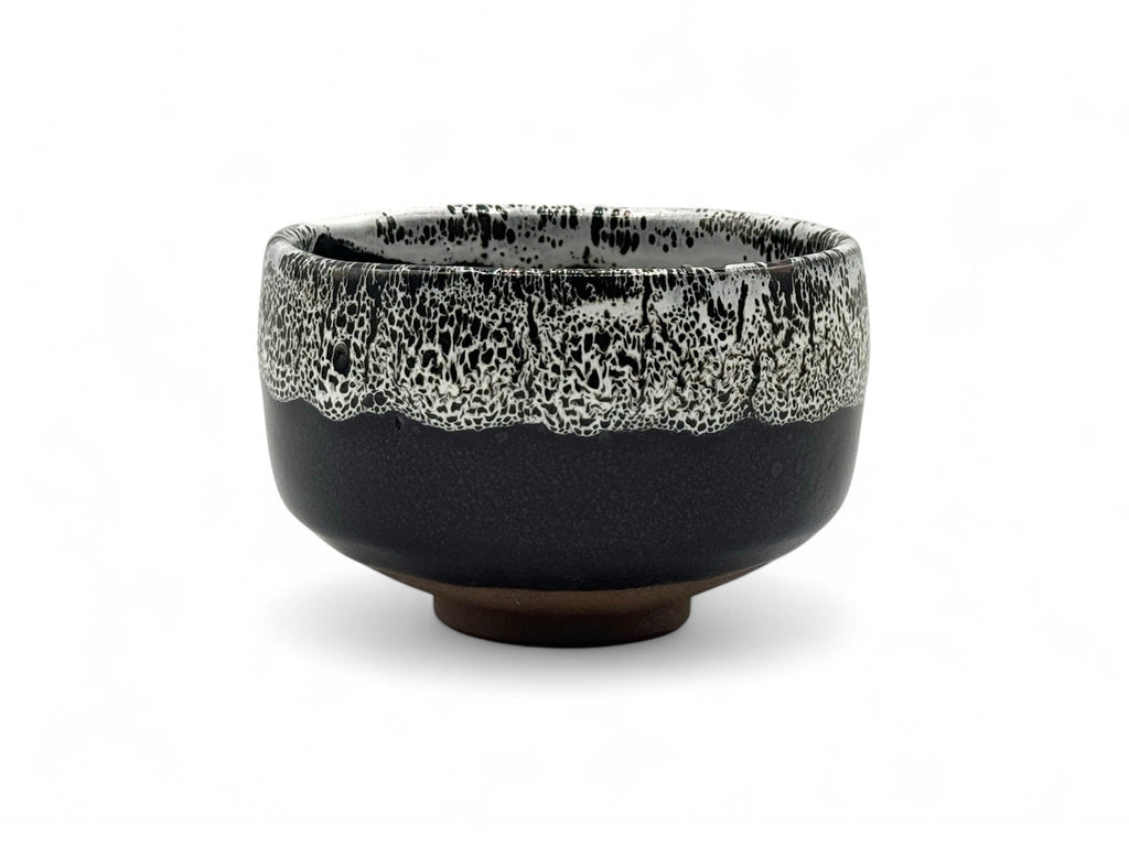 Inoue Tenmoku Shirasagashi Black Mino-yaki Chawan - Japanese Matcha Bowl