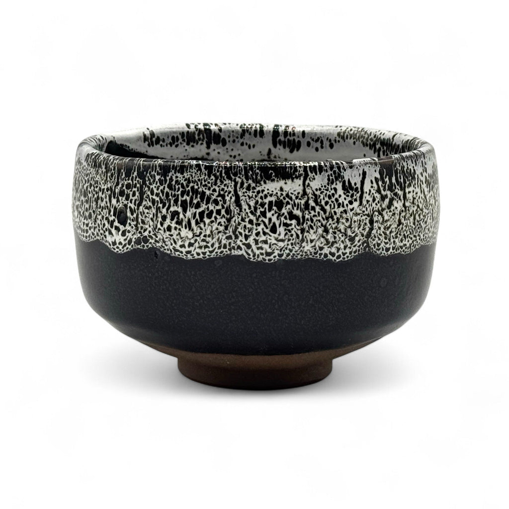 Inoue Tenmoku Shirasagashi Black Mino-yaki Chawan - Japanese Matcha Bowl