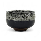 Inoue Tenmoku Shirasagashi Black Mino-yaki Chawan - Japanese Matcha Bowl