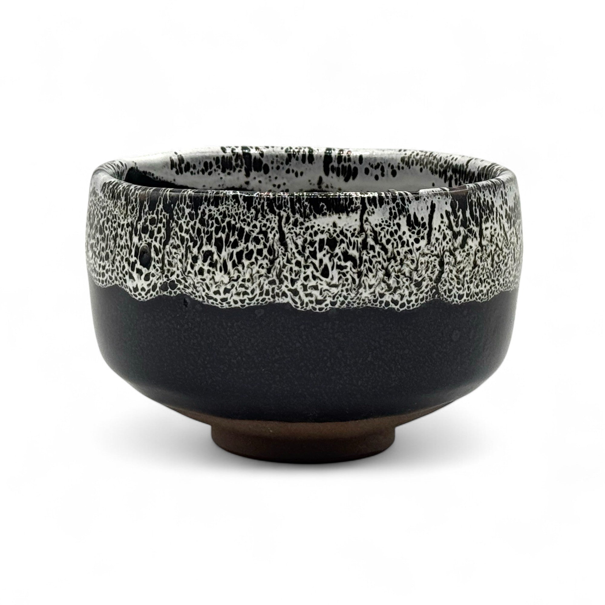 Inoue Tenmoku Shirasagashi Black Mino-yaki Chawan - Japanese Matcha Bowl