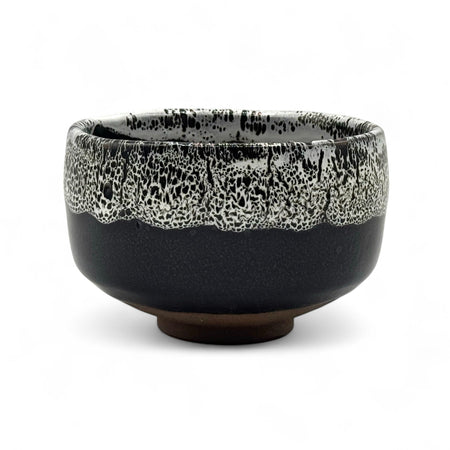 Inoue Tenmoku Shirasagashi Black Mino-yaki Chawan - Japanese Matcha Bowl