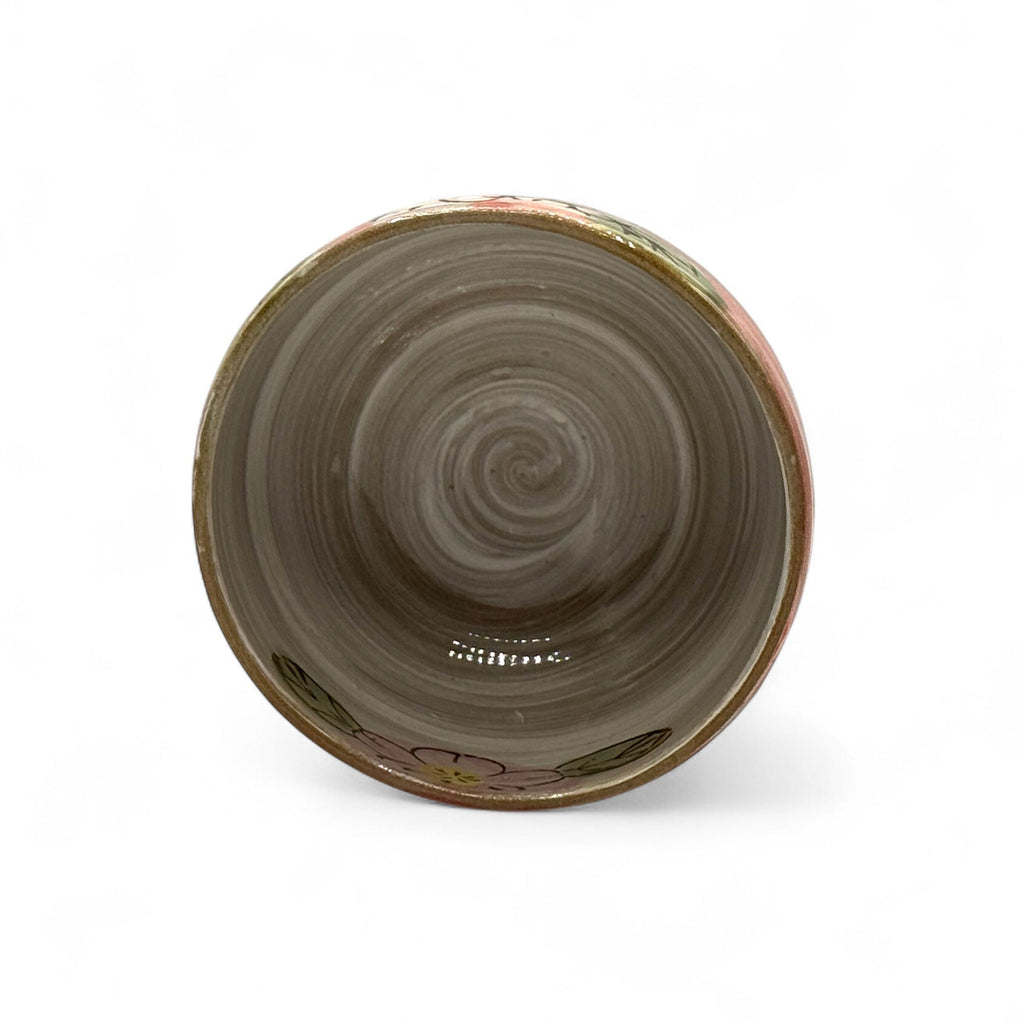 Inoue Patterned Cherry Red Blossom Mino-yaki Chawan - Japanese Matcha Bowl Tea