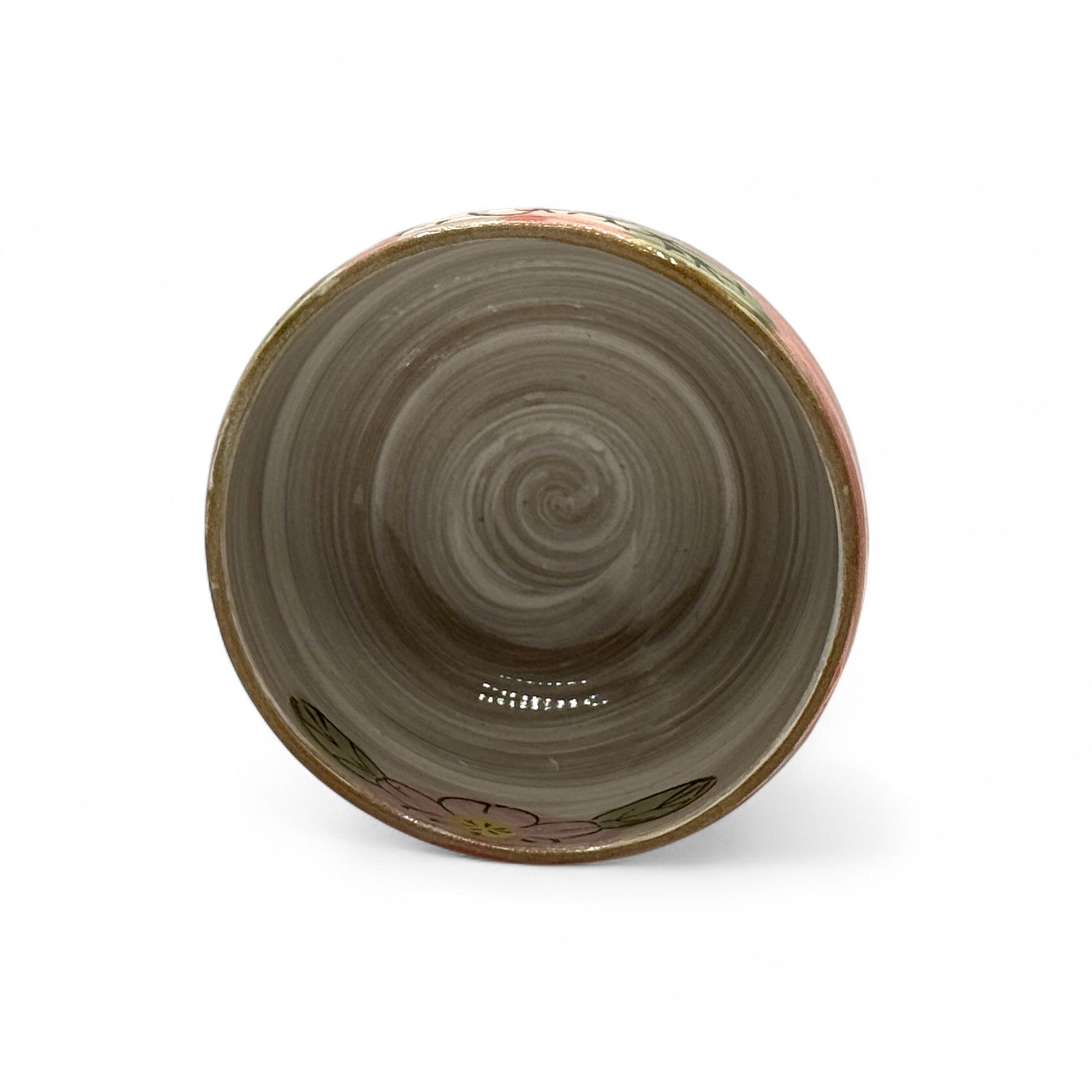 Inoue Patterned Cherry Red Blossom Mino-yaki Chawan - Japanese Matcha Bowl Tea