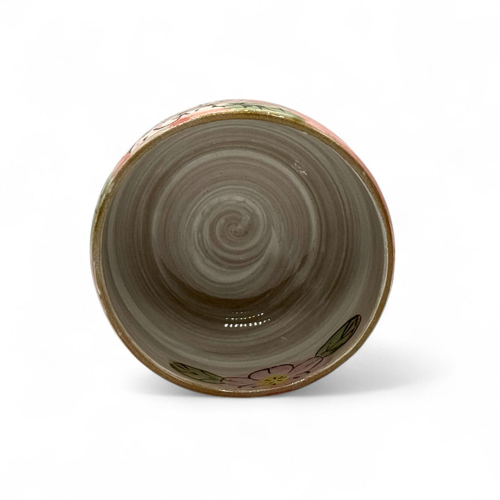 Inoue Patterned Cherry Red Blossom Mino-yaki Chawan - Japanese Matcha Bowl Tea