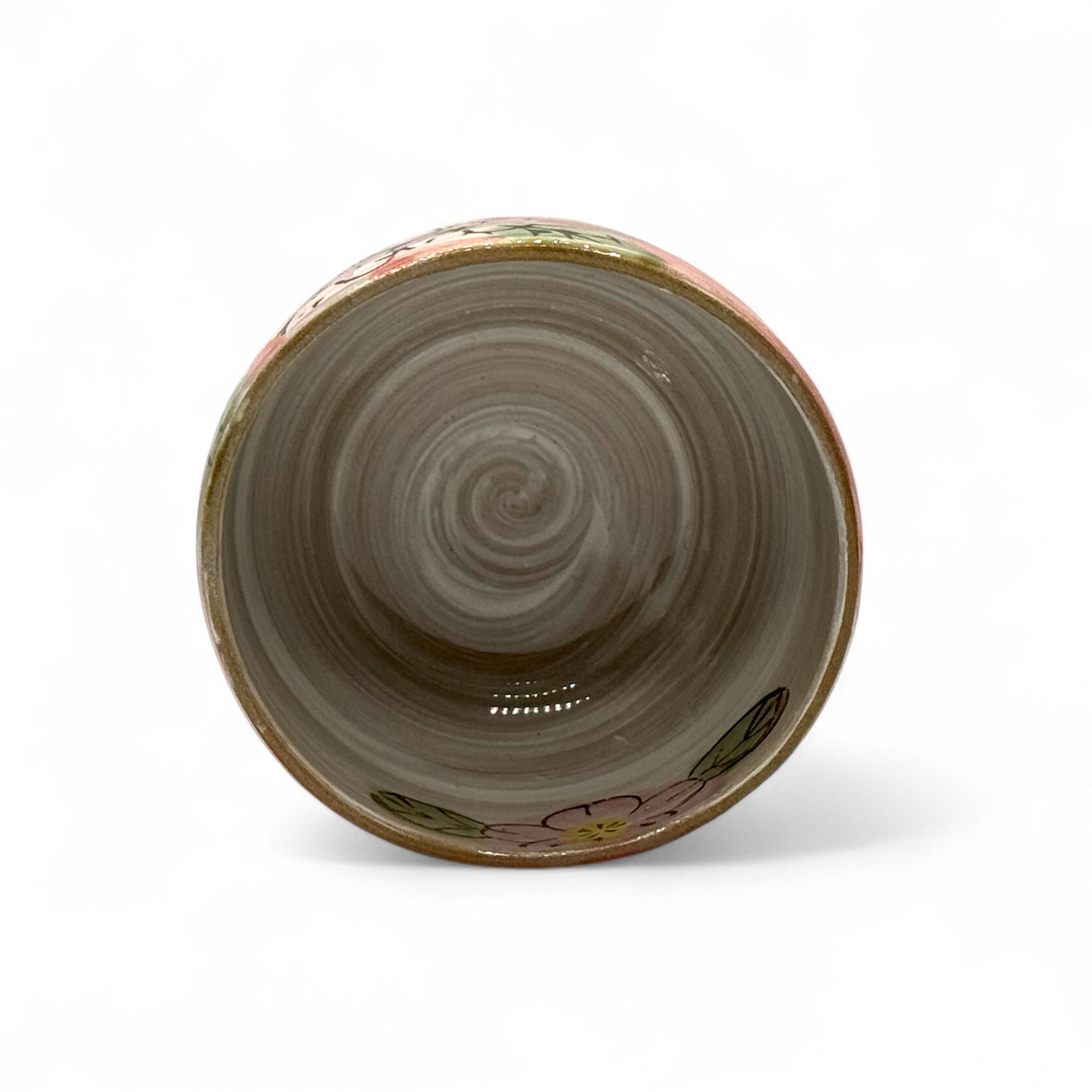 Inoue Patterned Cherry Red Blossom Mino-yaki Chawan - Japanese Matcha Bowl Tea