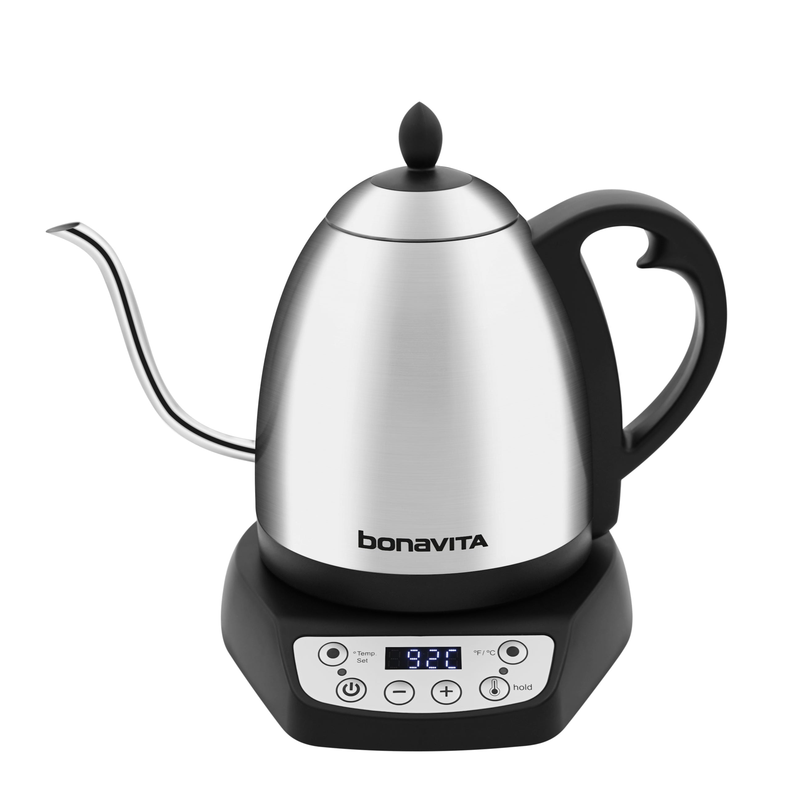 Bonavita Classic 1.0L Gooseneck Precision Temperature Electric Kettle| Tea Brew, 1200 Watt, LED Panel, Stainless Steel