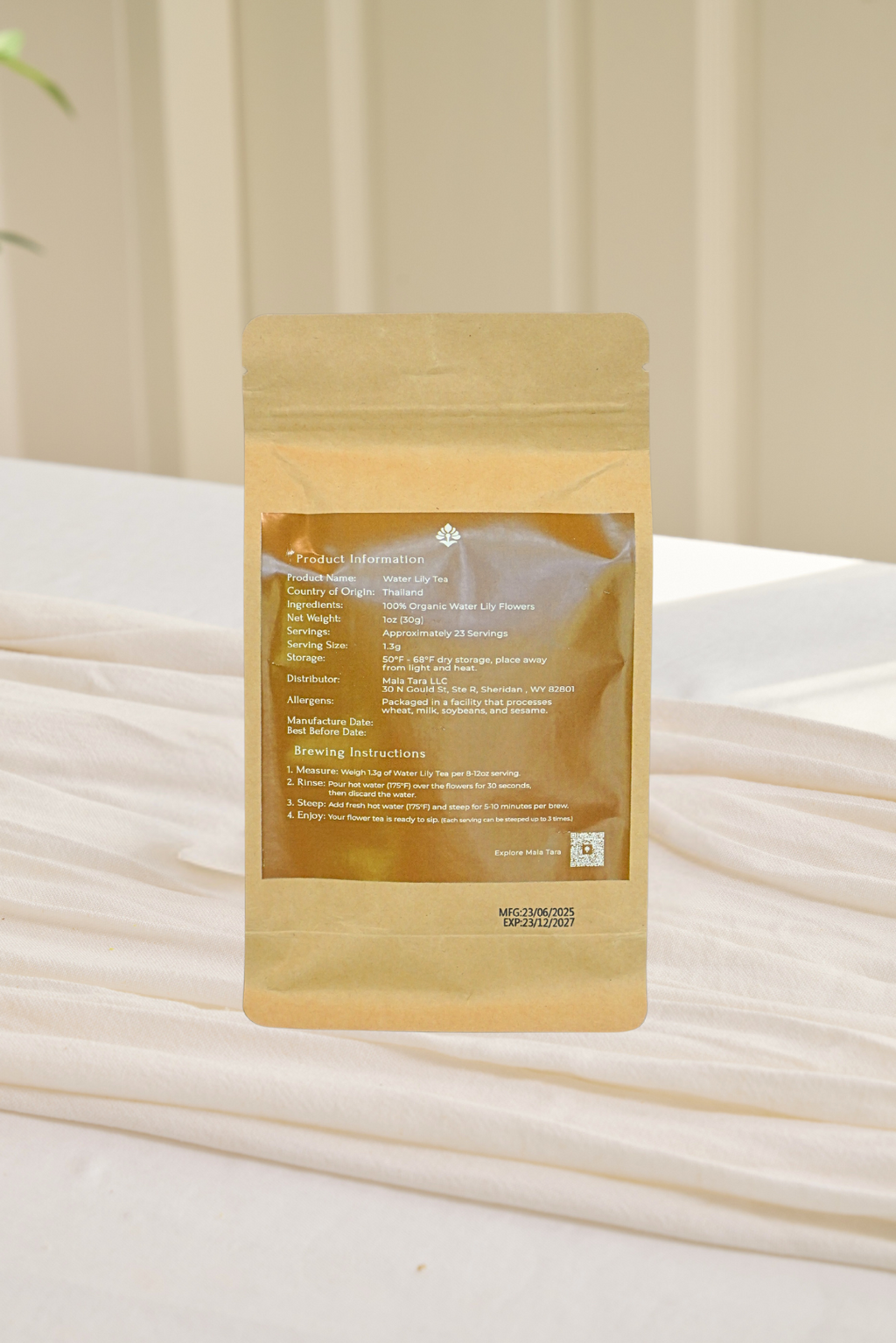 Mala Tara Water Lily Whole Flower Tea Pouch Herbal Tea