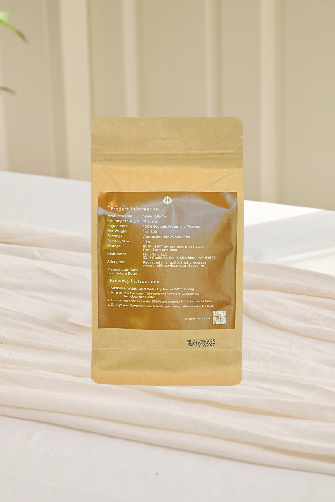 Mala Tara Water Lily Whole Flower Tea Pouch Herbal Tea