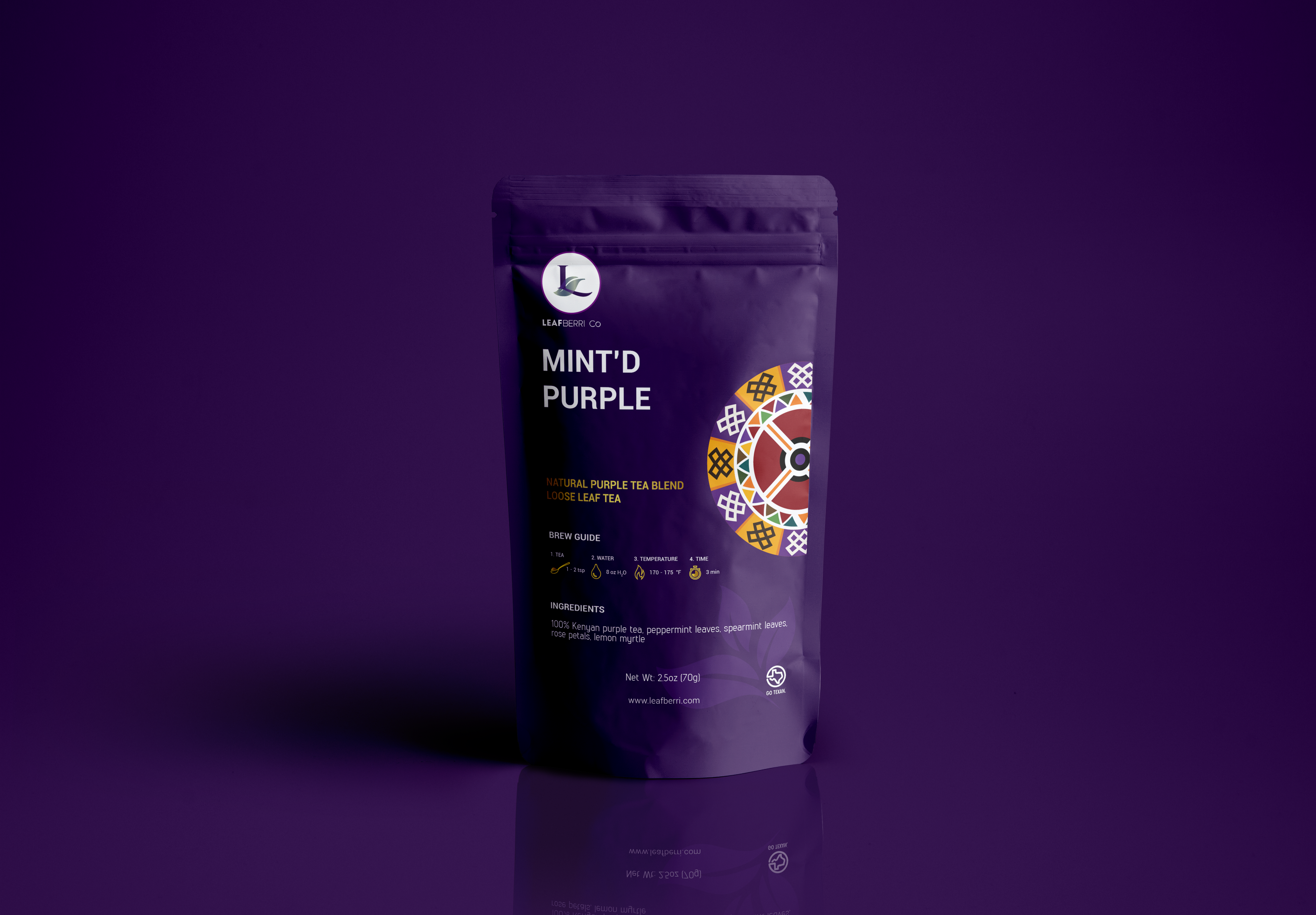 leafberri Mint'D Purple Kenyan Loose Leaf Tea Herbal Tea