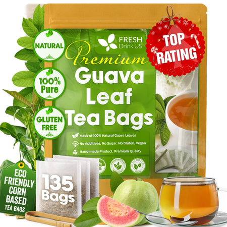 FreshDrinkUS Guava Leaf Tea — Whole Dried Leaves