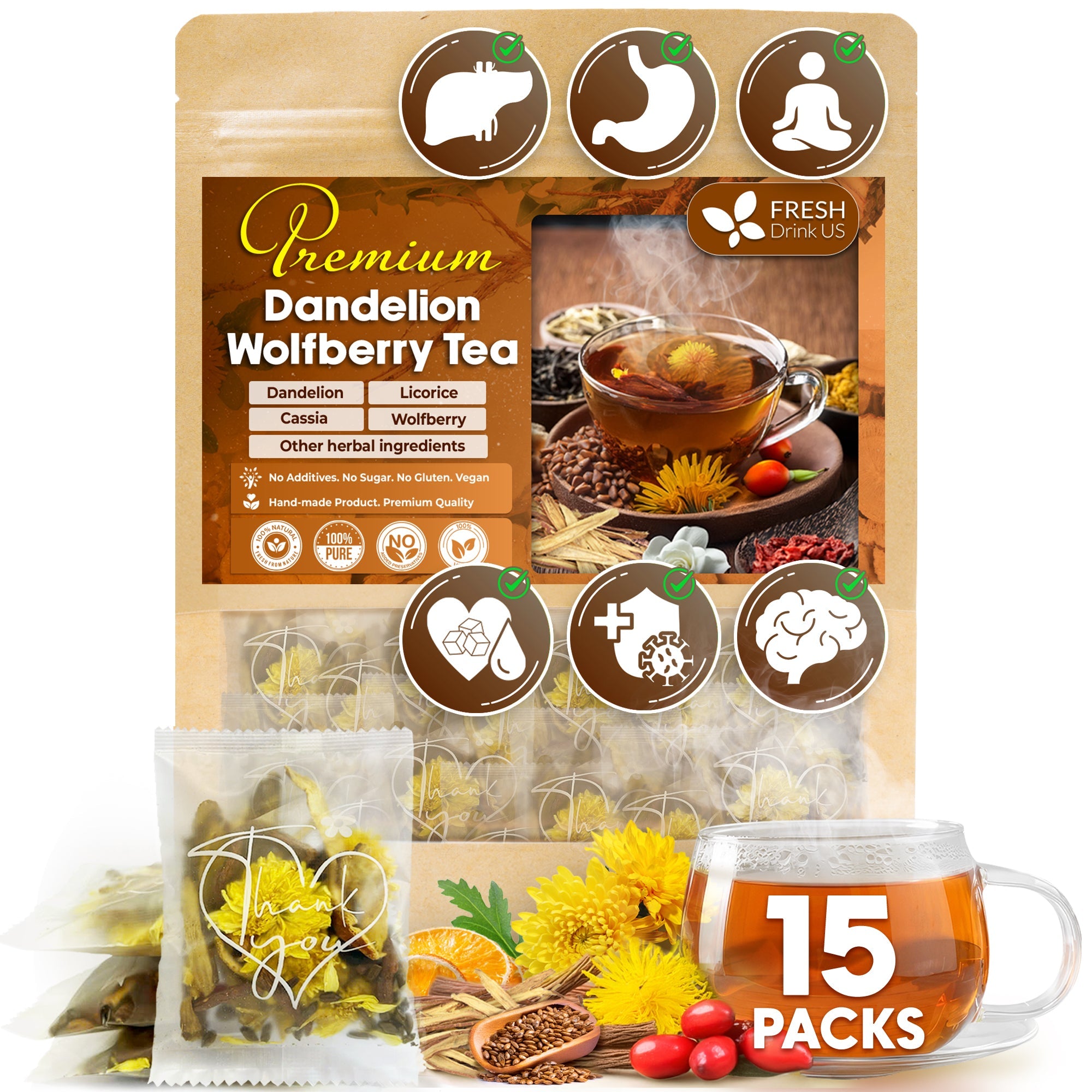 FreshDrinkUS Dandelion Wolfberry Herbal Tea