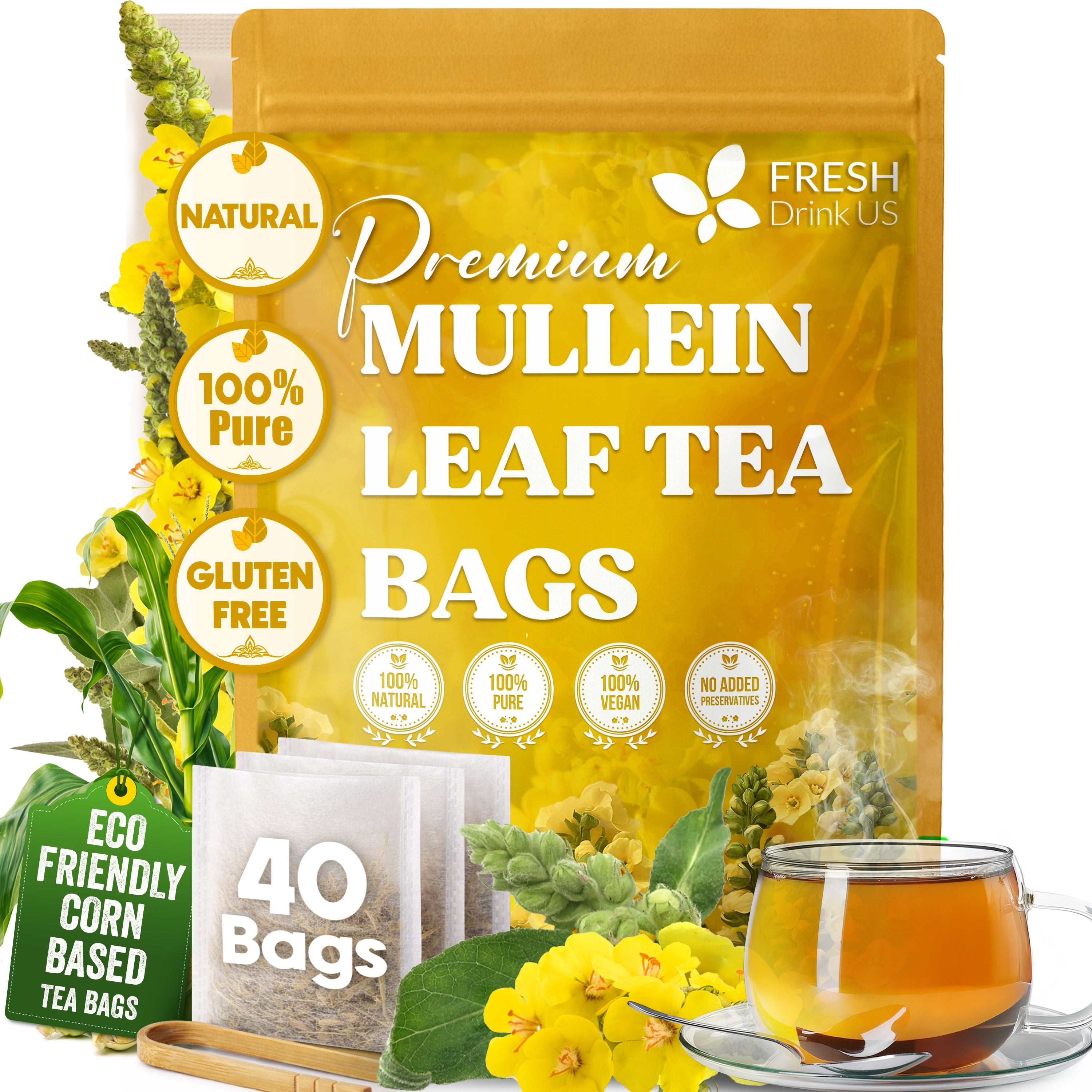 FreshDrinkUS Mullein Leaf Tea Bags