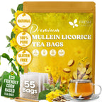 Premium Mullein Licorice Tea Bags. 100% Natural, Blend of Mullein Leaves, and Licorice Root. Herbal Tea