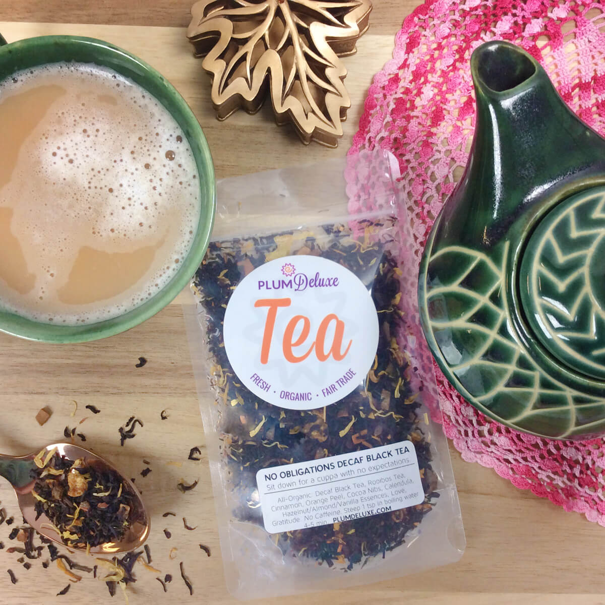 Plum Deluxe No Obligations Decaf Black Tea (Hazelnut - Almond - Cinnamon)