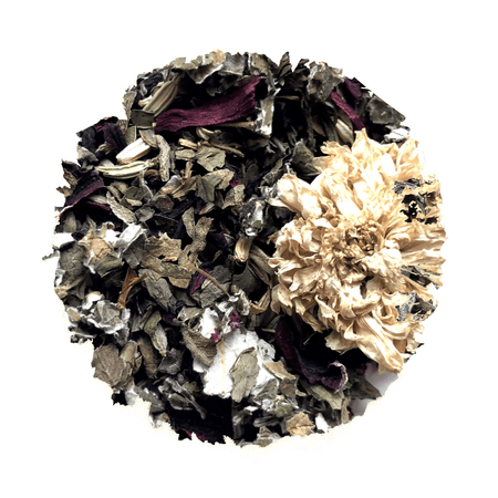 Beach House Northwest Summer Iced Blend, an organic herbal tea blend featuring tulsi, peppermint, hibiscus, and more.