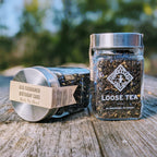 Piper and Leaf Old Fashioned Birthday Cake Glass Jar of Loose Leaf Tea, featuring 30 servings of tea in a glass jar.