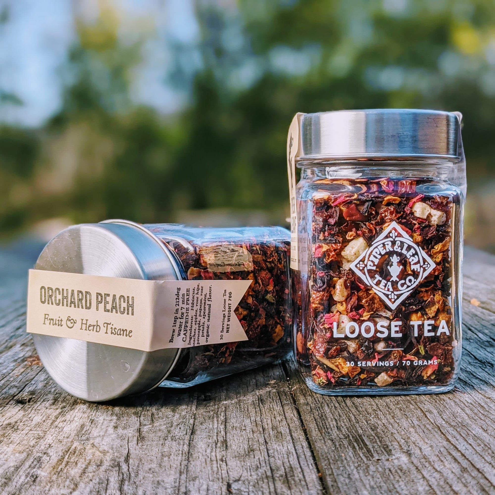 Piper and Leaf Orchard Peach Glass Jar of Loose Leaf Tea - 30 Servings