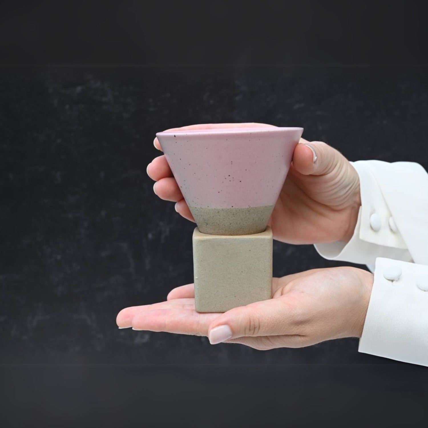 Aprika Life Pink Coffee Mug with Base - 6.8 oz/200ml