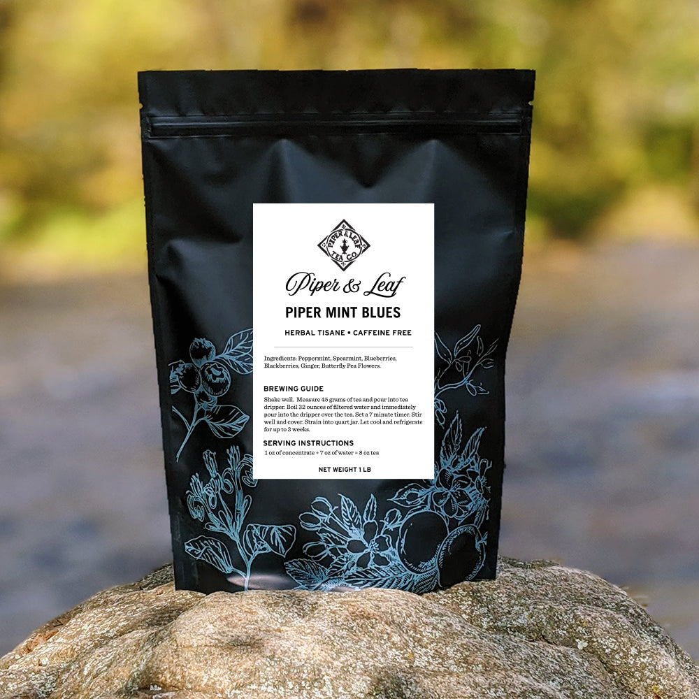 Piper and Leaf Piper Mint Blues Bulk Sachets - 70ct Tea Bags in packaging displayed on a white background.