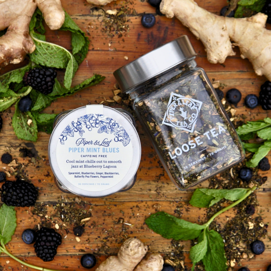 Piper and Leaf Piper Mint Blues Glass Jar of Loose Leaf Tea - 30 Servings