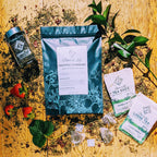 Piper and Leaf Sassyfras Strawberry Bulk Sachets - 70ct Tea Bags, featuring green tea, strawberries, and sarsaparilla in a sealed bag.
