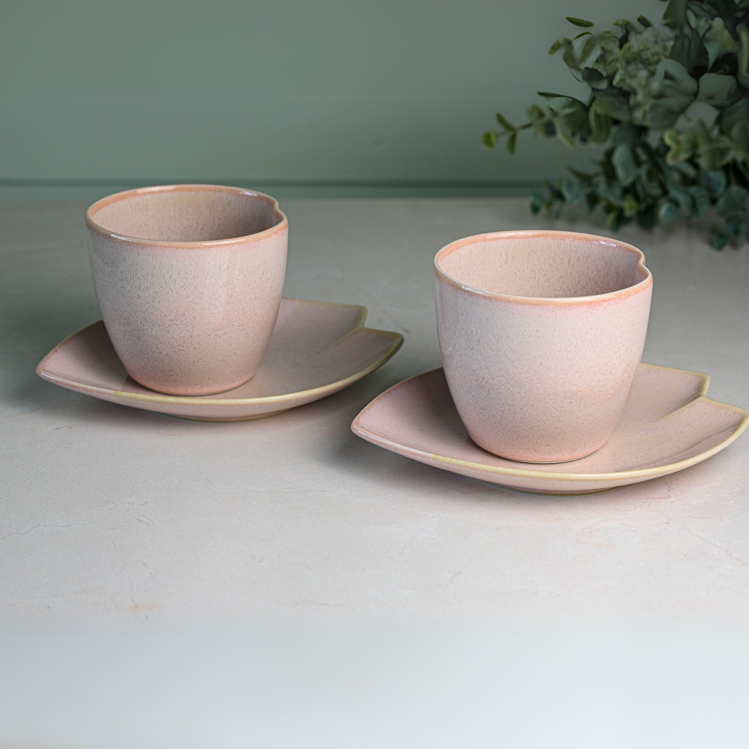 Aprika Life Pink LOVE Ceramic Tea Cup with Saucer