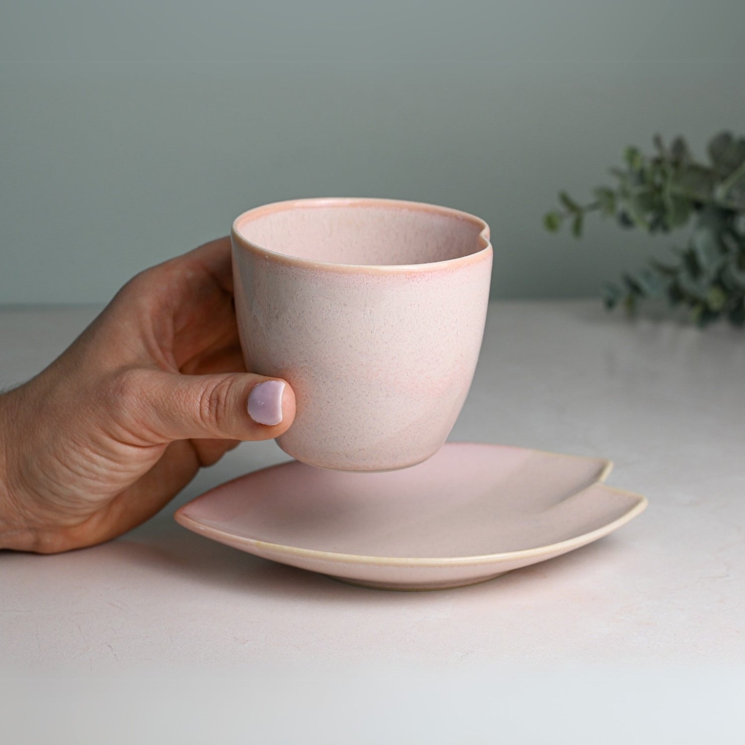Aprika Life Pink LOVE Ceramic Tea Cup with Saucer