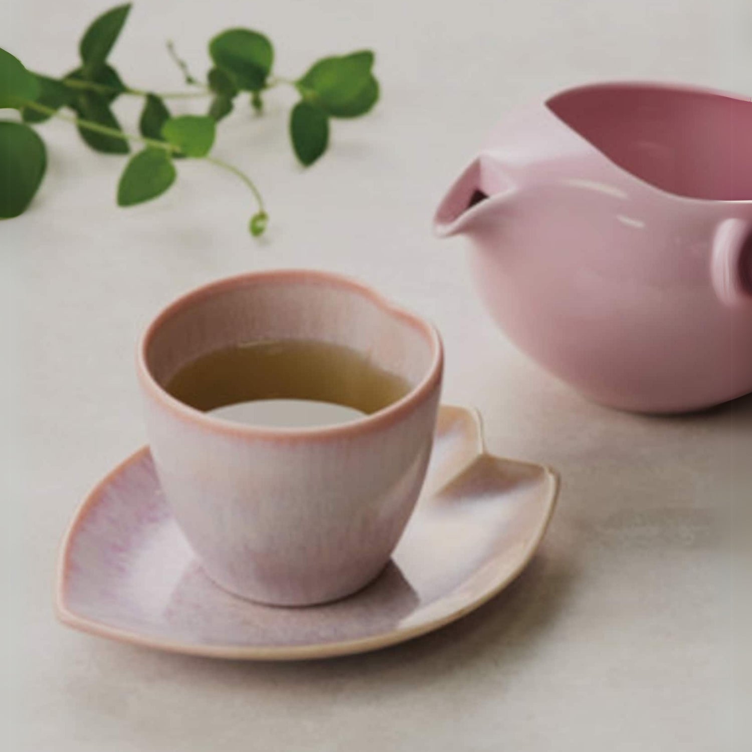 Aprika Life Pink LOVE Ceramic Tea Cup with Saucer