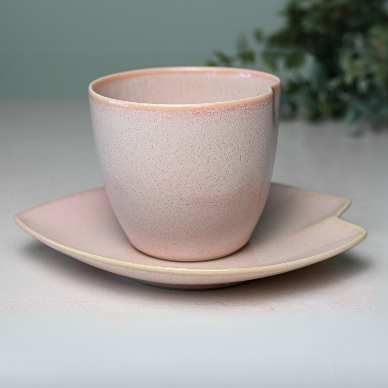 Aprika Life Pink LOVE Ceramic Tea Cup with Saucer