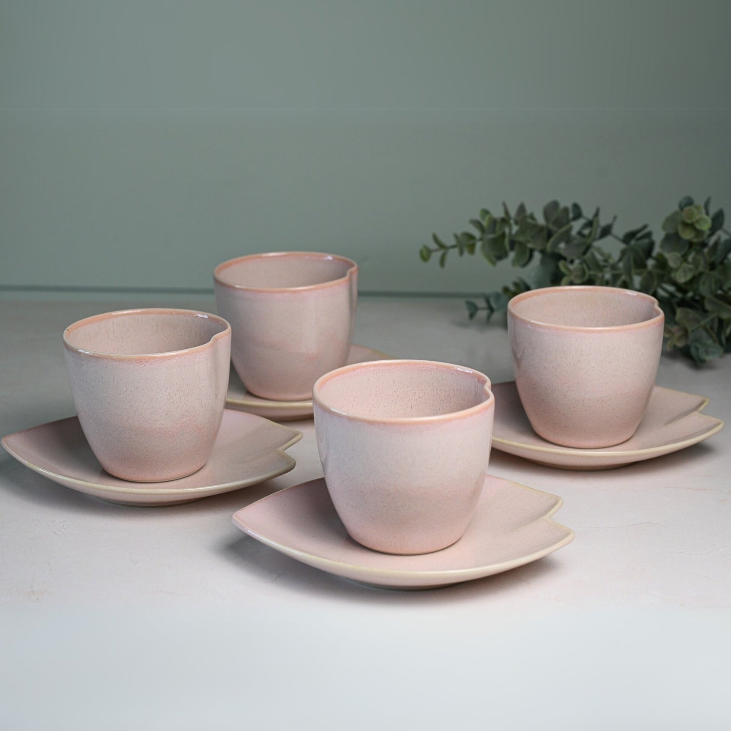 Aprika Life Pink LOVE Ceramic Tea Cup with Saucer